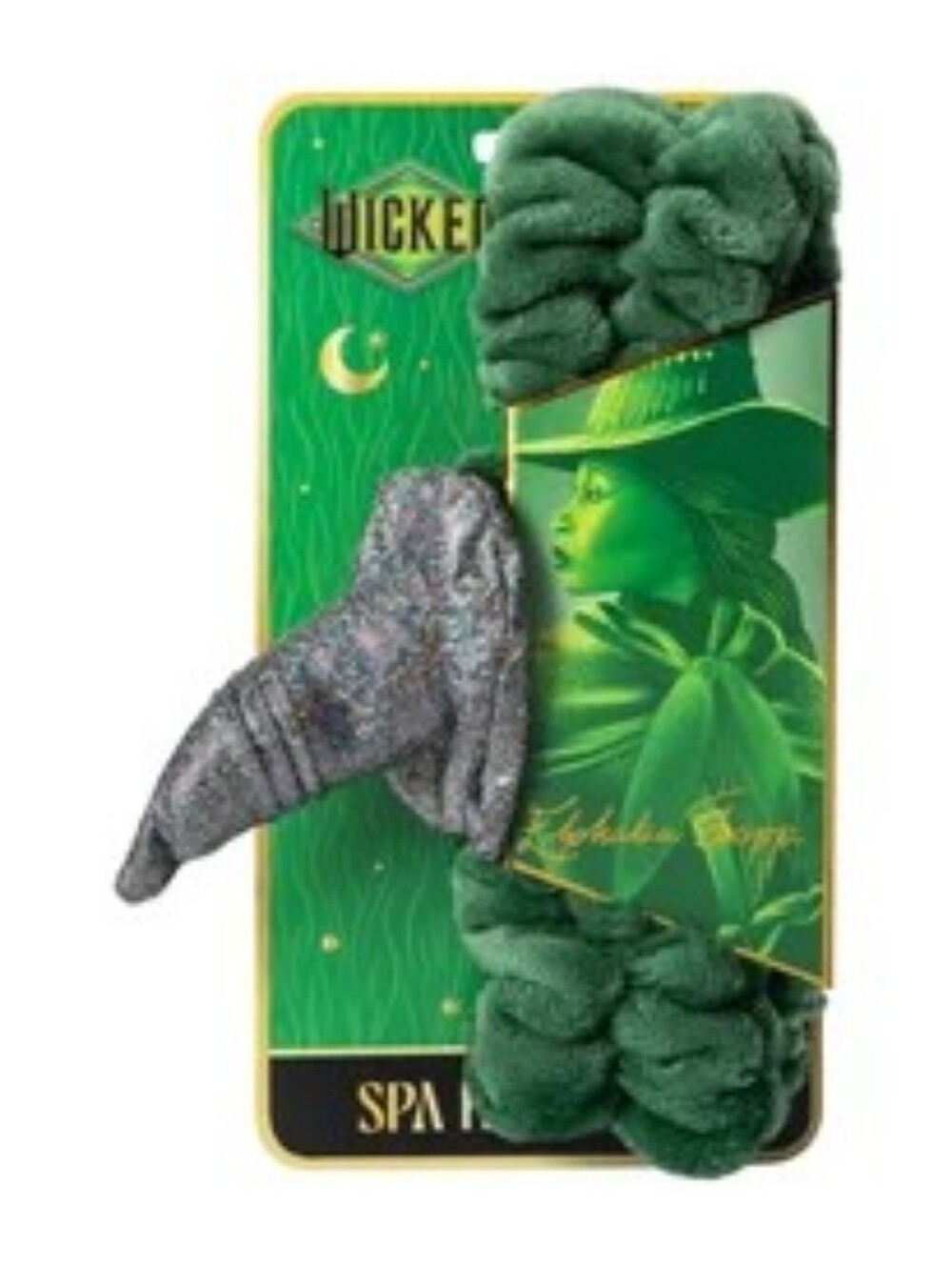 Wicked Green Plush Spa Headband with Silver Glitter Accent